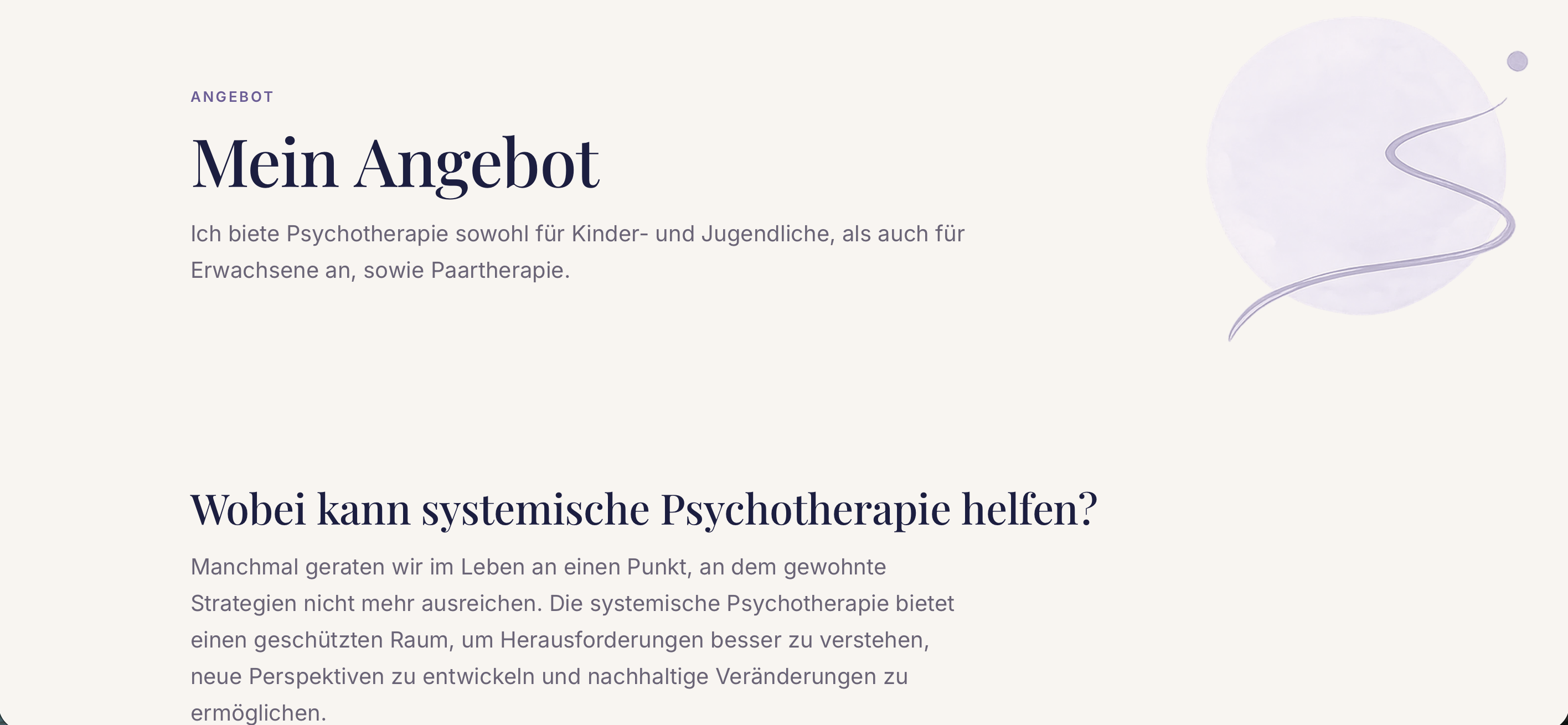 Real Praxis Fontaine services page explaining the psychotherapy offer